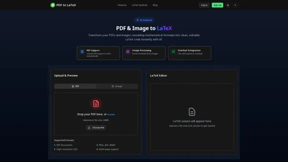 PDF to LaTeX - 在线将PDF和图片转换为LaTeX