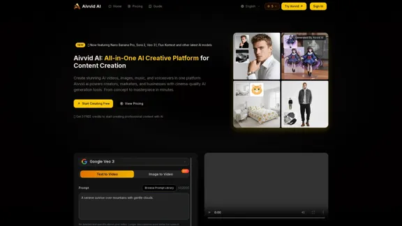 Aivvid AI - Plateforme créative AI tout-en-un