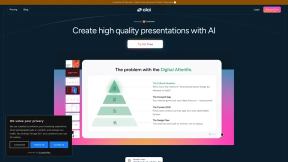 Crea presentaciones impresionantes con IA | Alai