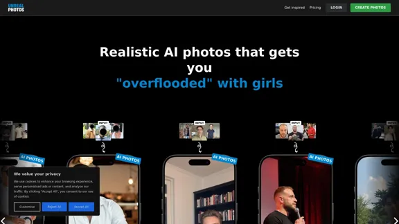 UnrealPhotos.io - Create completely realistic smartphone-style photos of yourself using AI.