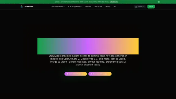 VORAvideo - 由 Sora 2、Veo 3.1 等驱动的 AI 视频生成器