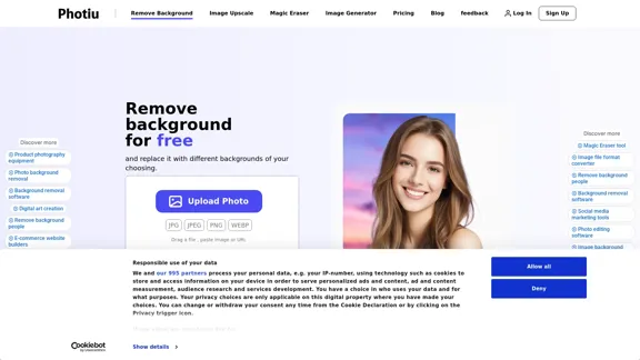 Photiu.ai - Outils d'IA pour la suppression d'arrière-plan, l'agrandissement d'image et l'effacement d'objet.