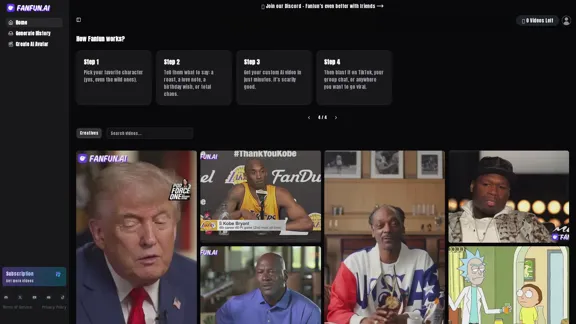 Fanfun.ai - Gerador de Vídeo com Clone de Voz AI e Estúdio Criativo para Vídeos Cativantes