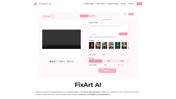 FixArt AI - 免费的 AI 视频和图像生成器
