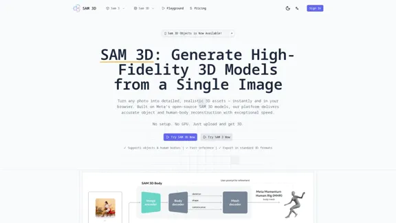 SAM 3D - Imagen de alta calidad a 3D en línea