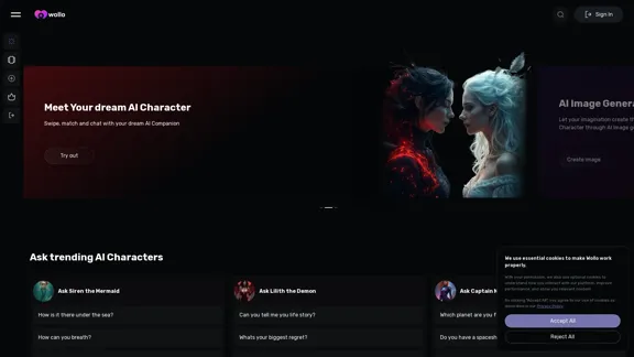Wollo - Общайтесь с реалистичными AI персонажами и создавайте свои собственные образы.