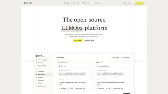 Agenta - LLM应用的提示管理、评估和可观察性