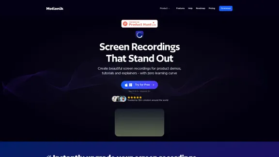 Motionik - WindowsとmacOS用の素晴らしい画面録画
