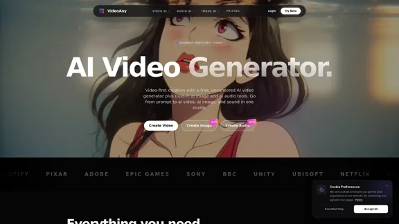 VideoAny - Free, unrestricted AI video creator