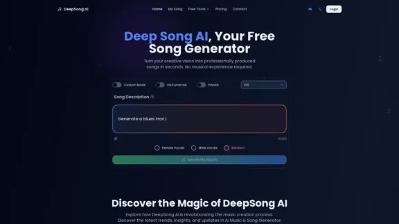 DeepSong - Free Online AI Music and Song Generator