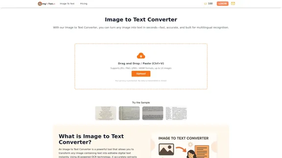 Image to Text Converter - Outil OCR IA 100 % précis et illimité
