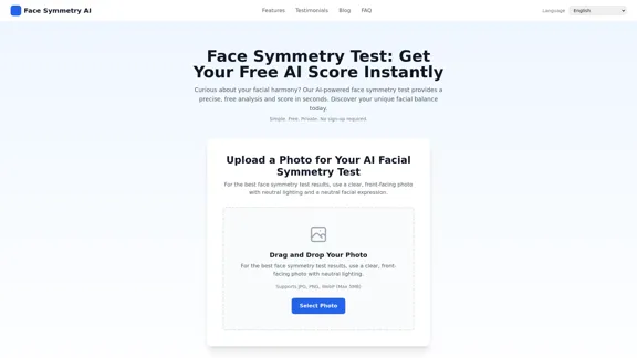 Face Symmetry Test - AI symmetry score and customized insights