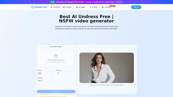Meilleur AI Undress gratuit - générateur de vidéos NSFW