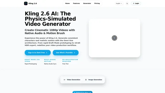 Kling 2.6 AI - El mejor generador de videos AI con audio nativo