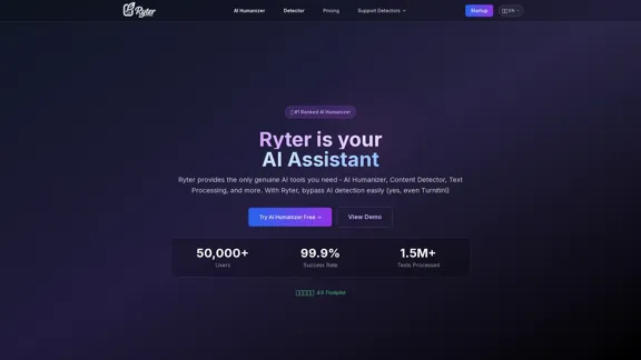 AI Humanizer - 使AI文本更具人性化并且不可检测 | Ryter