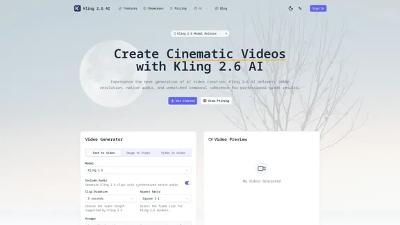 Kling 2.6 AI - Generador de video de IA avanzado para contenido cinematográfico