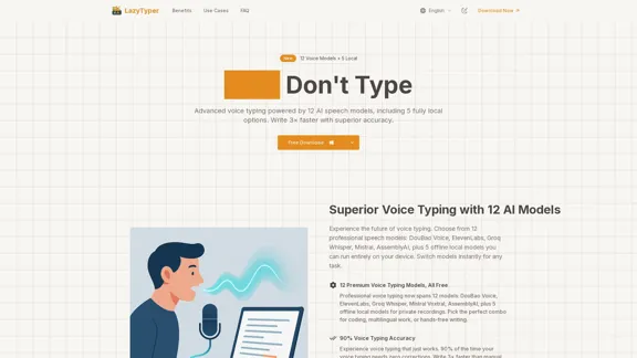 Super Whisper Typer - Schnelle, präzise, kostenlose Spracherkennungs-App