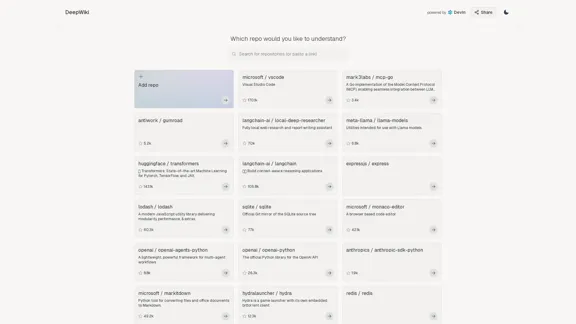 DeepWiki - AI documentation that you can converse with, for every repository.