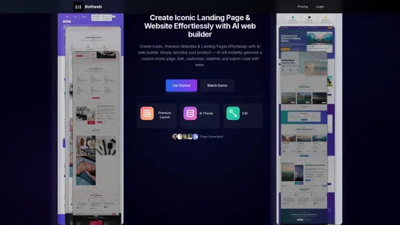 Boltweb - Créez des pages d'atterrissage à forte conversion avec l'IA Boltweb - Créez des pages d'atterrissage à forte conversion avec l'IA