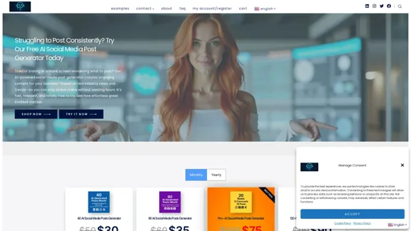 AI Social Media Post Generator - Generate captivating content in moments.