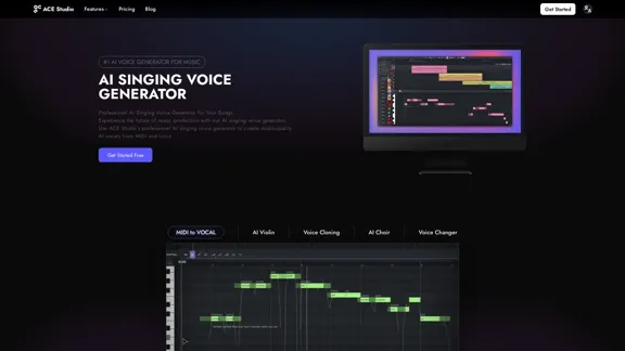 ACE Studio - Gerador de voz cantada por IA para vocais personalizados realistas