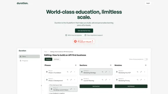 duration.ai - Una plataforma para negocios de educación en línea
