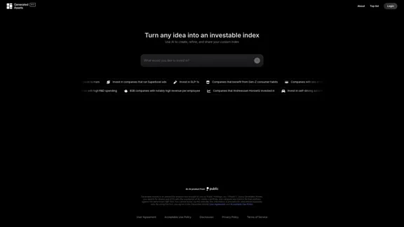 GeneratedAssets - Verwandeln Sie jede Idee in einen investierbaren Index