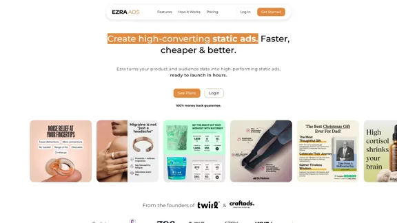 Ezra - Obtain Static Ad Creatives for Meta Instantly