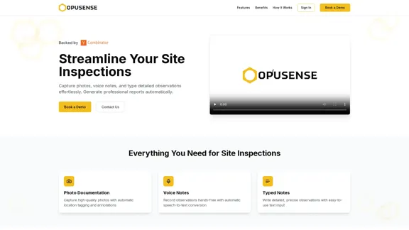 Opusense - KI-gestützte Baustelleninspektion und Berichterstattung für Bau- und Ingenieurteams.