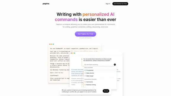 Papira - Writing simplified with AI that comprehends context