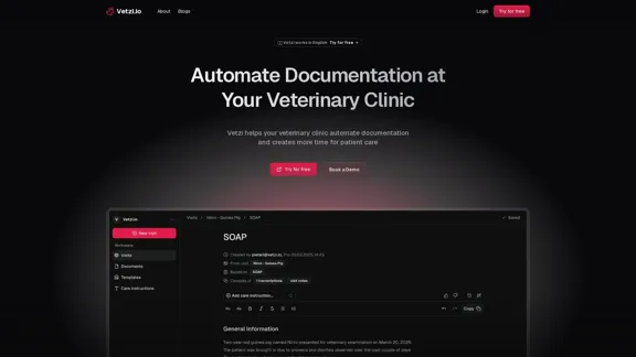 Vetzi.io - あなたの獣医クリニックでの文書作成を自動化