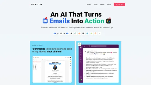 Dropflow - Automatically Extract Email Content to Slack, Trello, Google Sheets, and More