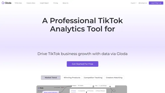 Gloda - Plateforme avancée d'analyse de données TikTok