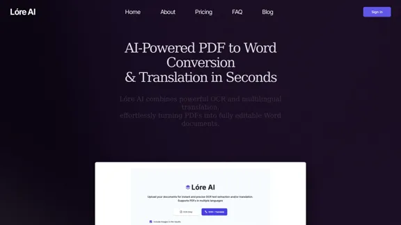 Lóre AI - AI-Powered PDF Conversion and Translation