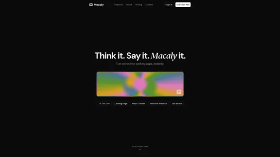 Macaly - Transform Words into Functional Apps Immediately