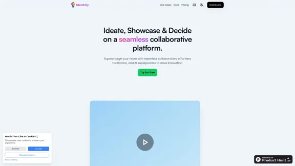 Ideately - A tool for teamwork in generating and arranging ideas.