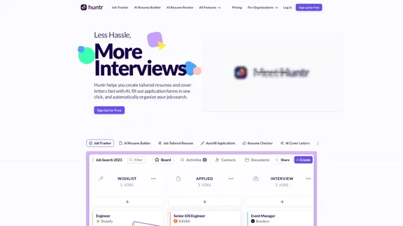Huntr - Rastreador de Solicitudes de Empleo, Constructor de Currículums con IA, Verificador de Currículums y Más Herramientas para la Búsqueda de Empleo
