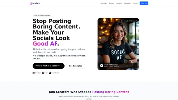 Socialaf.ai - Генератор постов в социальных сетях и создатель видео на основе ИИ
