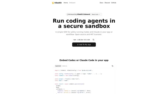 VibeKit - Execute Coding Agents in a Safe Environment