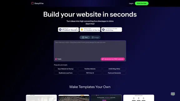 EasySite - データベース付きのAIウェブサイトビルダー