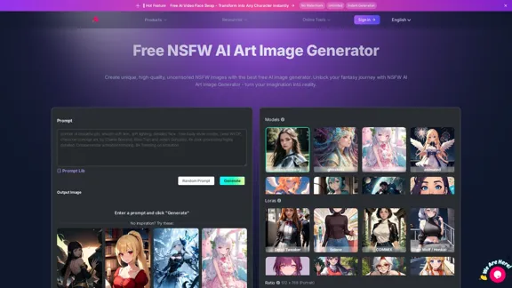 Free NSFW AI Art Image Generator - Create NSFW AI images for free without any limitations!