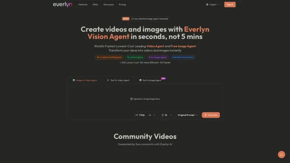 Everlyn - Kostenloser schneller unbegrenzter KI-Video- und Bildgenerator