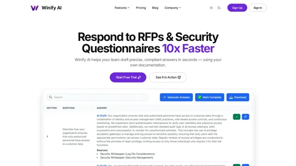 Winify AI - AIを活用した質問票の回答でRFPをより多く獲得しよう