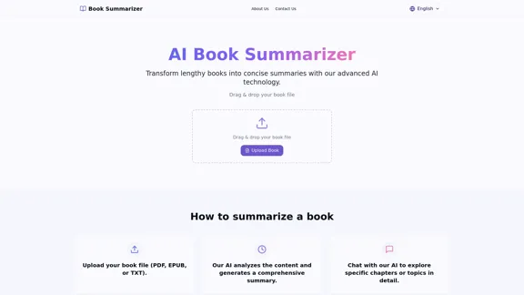 AI Book Summarizer - Obtenez votre résumé gratuit avec notre outil d'IA
