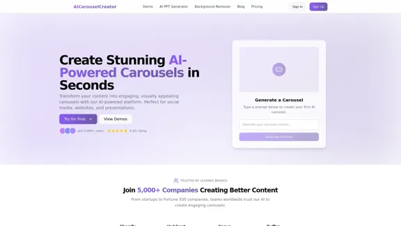 AICarouselCreator - Effortlessly create AI-powered carousels.