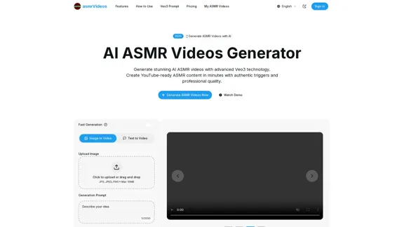 Generador de Videos ASMR con IA - Crea Contenido ASMR Auténtico en Línea
