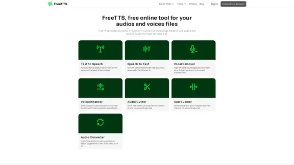 Free TTS：免費的在線文字轉語音、音頻轉換器及更多功能