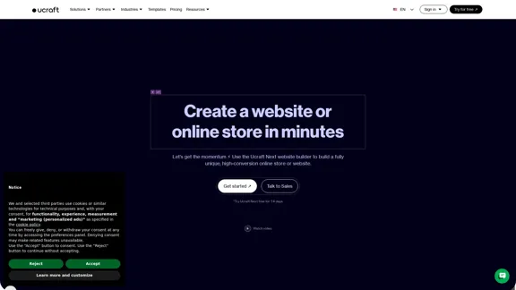 Ucraft Next - Kostenloser No-Code Website-Builder mit einer 14-tägigen kostenlosen Testversion