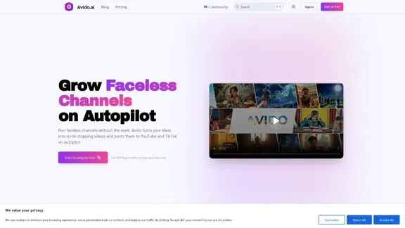 Avido - Gerador de Histórias em Vídeo Rápido e Fácil com Inteligência Artificial para YouTube e TikTok
