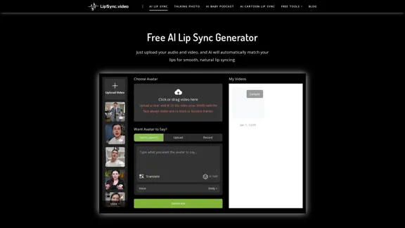 LipSync - Video de sincronización labial AI gratuito en línea (sin registro)